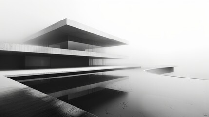 Fototapeta premium Minimalist modern architecture in monochrome