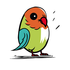 Funny cartoon parrot illustrator vector clipart. funny fat parrot stock illustrator.