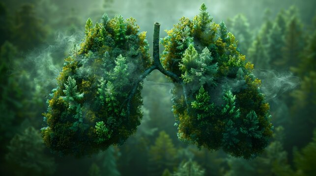 Conceptual image of trees forming human lungs