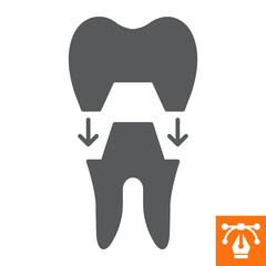 Dental crown solid icon, glyph style icon for web site or mobile app, dentistry and treatment, tooth restoration vector icon, simple vector illustration, vector graphics.