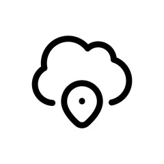 Cloud Location icon in trendy outline style isolated on white background. Cloud Location silhouette symbol for your website design, logo, app, UI. Vector illustration, EPS10.
