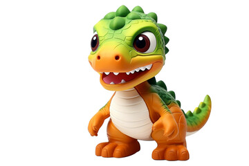 Obraz premium Happy Toy Dinosaur Smiling. On a White or Clear Surface PNG Transparent Background..