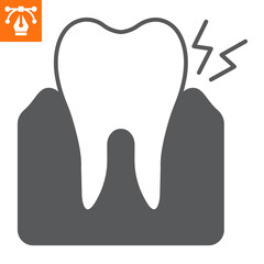 Gums disease solid icon, glyph style icon for web site or mobile app, dentistry and treatment, gum pain vector icon, simple vector illustration, vector graphics.