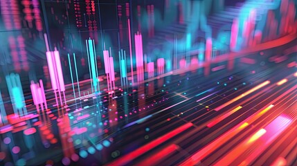 Abstract visualization of investment strategies adapting to changing market conditions