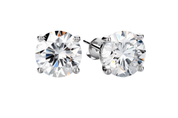 Elegant Diamond Stud Earrings for a Touch of Glamour. On a White or Clear Surface PNG Transparent Background..