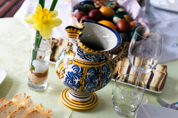 easter table setting with flowers