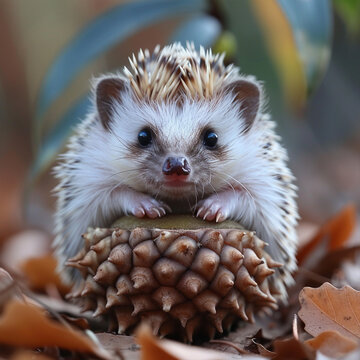 A cute little hedgehog - ( African white- bellied hedgehog )  ai technology