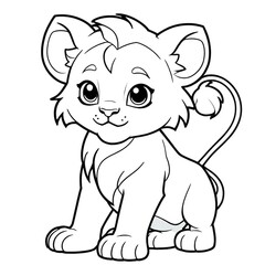 the lion cub is sitting down coloring pages