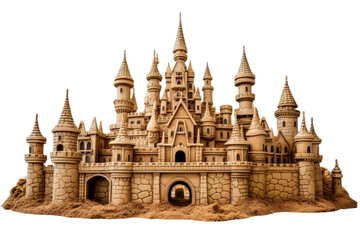 Sand Castle on White Background. On a White or Clear Surface PNG Transparent Background..