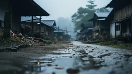 Foto op Canvas low angle village rural area at rain © Shiina shiro111