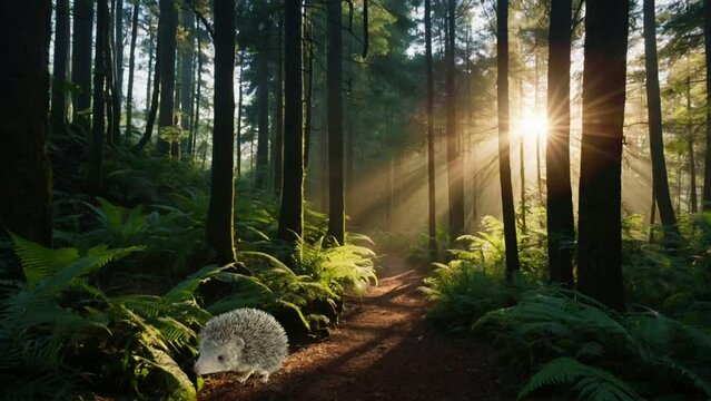 morning in the forest, seamless looping 4k animation video background 