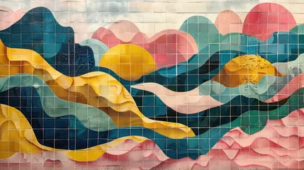 Photo sur Plexiglas Couleur miel Amidst the urban sprawl, a consortium of business mavens carved their path on the delicate pastel tiles, offering vast landscapes for advertising narratives.