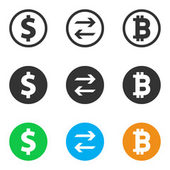 Bitcoin dollar swap icon. Vector illustration.