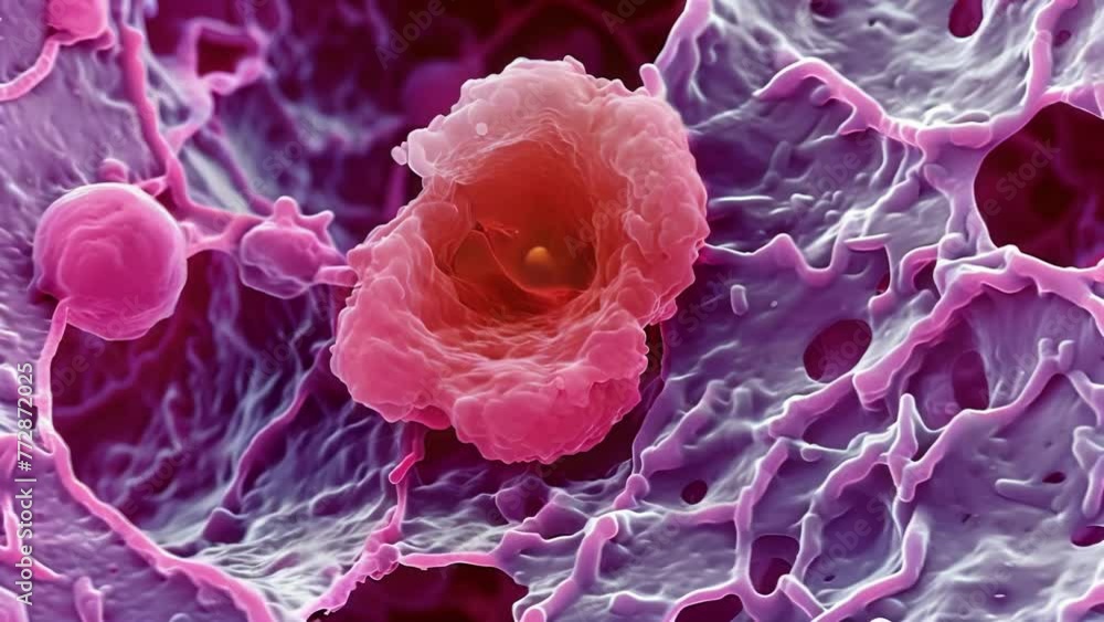 Poster an electron microscope image of a healthy red cell showing its distinct central pale area and surrou