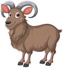 Vector graphic of a cute brown mountain goat