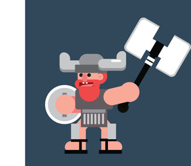 Cartoon Warrior Character Flat Design