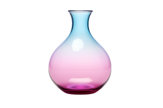 Pink and Blue Vase on Table. On a White or Clear Surface PNG Transparent Background.. - Powered by Adobe