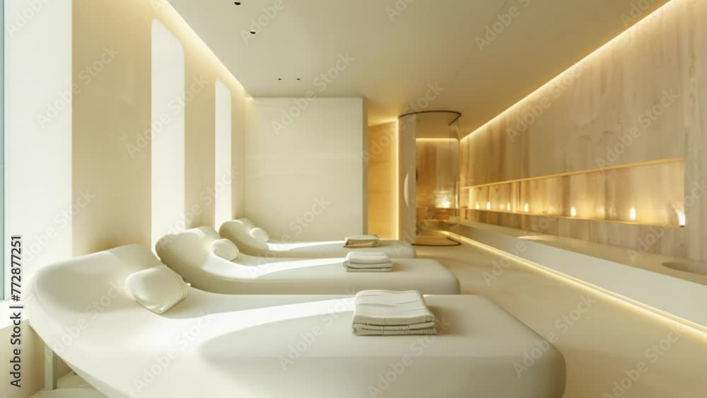 Poster a tranquil space with clean lines and a clutterfree atmosphere perfect for unwinding and relaxing. .