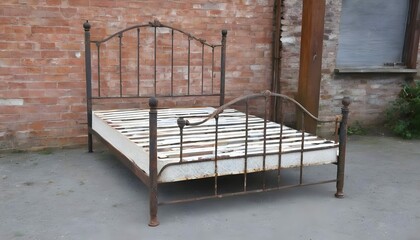 A Vintage Iron Bed Frame With A Distressed Finish Upscaled