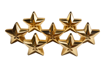 Set of Four Gold Stars on White Background. On a White or Clear Surface PNG Transparent Background..