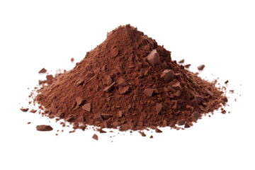 Pile of Cocoa Powder on White Background. On a White or Clear Surface PNG Transparent Background..