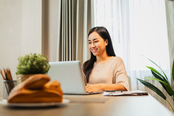 Working from home Communicate via phone and meeting on her computer
