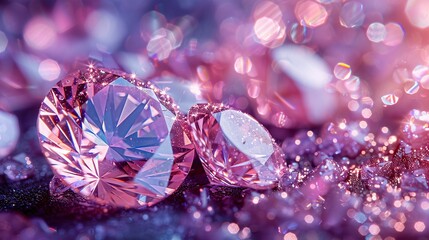 Pink Gems Sparkle in Purple Light A Monthly Event Celebration Generative AI