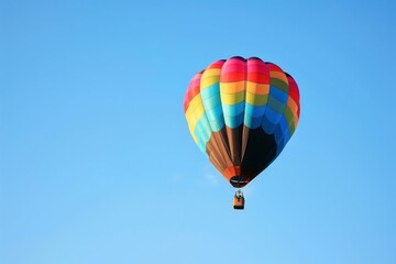 Fototapeta premium colorful balloon rising against clear blue sky background