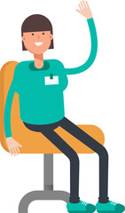 Woman Staff Character Sitting on Chair
