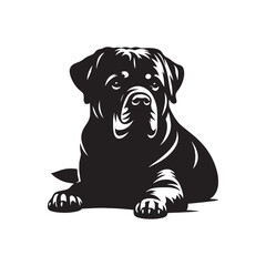 Rottweiler Dog Silhouette: Majestic Guard and Companion in Classic Profile- Rottweiler black vector stock.