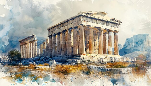 Ancient Greek Temple Ruins A Timeless Architectural Marvel Generative AI