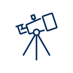 Telescope Icon: Simple Line Illustration of Stargazing, Astronomy and Celestial Discovery - Popular Hobby for Child Development.