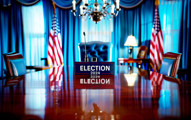 American flag showing the text "ELECTION 2024", image concept of the USA presidential election
