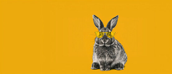 Hip Bunny Wearing Sunglasses on Colorful Backdrop