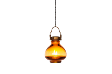 Hanging Light With Chain. On a White or Clear Surface PNG Transparent Background..