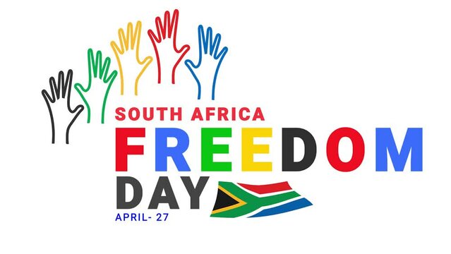 Freedom day. south Africa flag and hand motion.