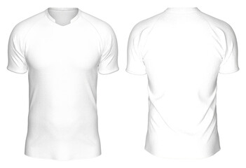 Mockup Template Jersey Football T-Shirt Soccer Front and Back View on transparent background cutout in 3D Rendering.