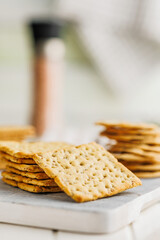 A Pile of Crackers on a Table