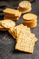 Pile of Crackers on Kitchen Counter