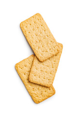 Salted crackers isolated on white background.