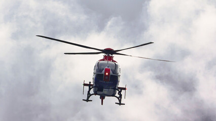 Fototapeta na wymiar German police helicopter in action