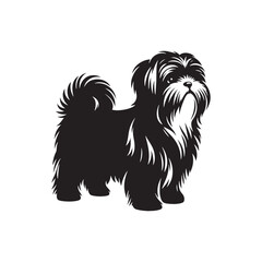 Graceful Shih Tzu Dog Silhouette: Elegant Canine Profile in Vector Format- Shih Tzu Black vector stock.