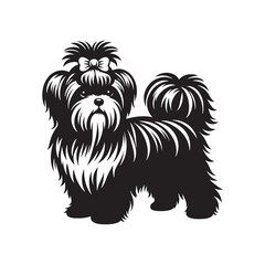 Graceful Shih Tzu Dog Silhouette: Elegant Canine Profile in Vector Format- Shih Tzu Black vector stock.