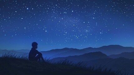 Obraz na płótnie Canvas Night Sky Stargazing A Serene Moment Under the Stars Generative AI