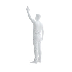 person with hand up waving, 3d render, isolated