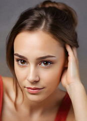 Obraz premium Beautiful Young Woman's Close-Up Portrait