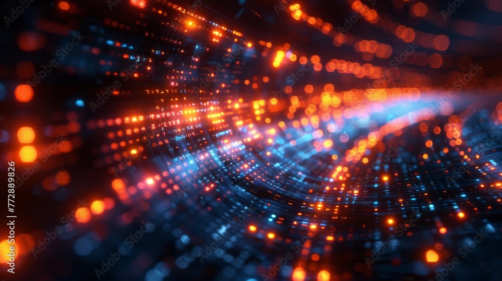 Poster A futuristic binary background, a graphic of technology backdrop, and the concept of digital communication are abstracted for this background
