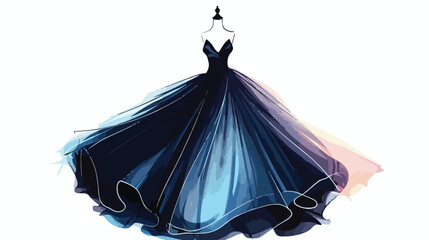 A ball gown long mannequin hand drawing illustration
