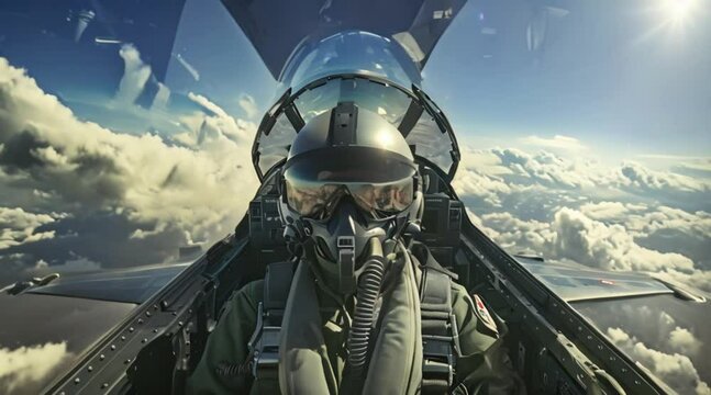 fighter pilot above the clouds