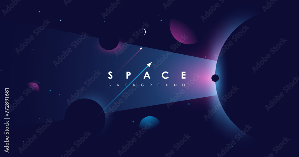 Poster universe background for presentation design. brochure template with space elements. minimalistic col